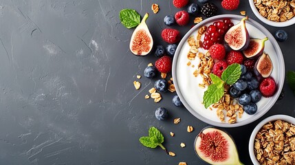 A tasty and nutritious breakfast dish with creamy yogurt and crunchy granola, Generative AI.