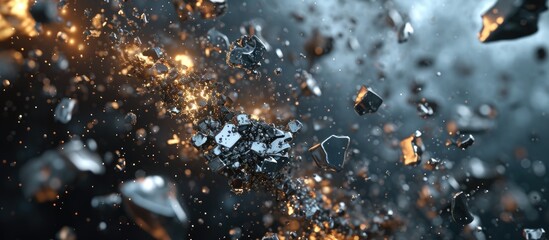 Titanium or aluminum space debris from metallurgy. - obrazy, fototapety, plakaty