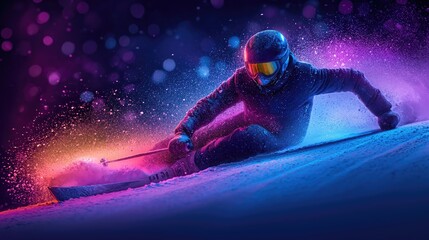 man or women ski in snow created by ai - obrazy, fototapety, plakaty