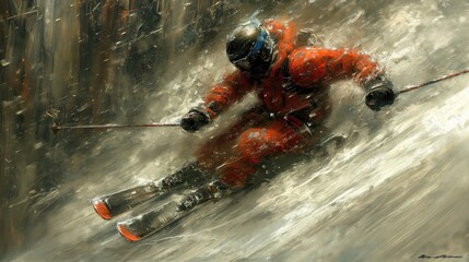 man or women ski in snow created by ai