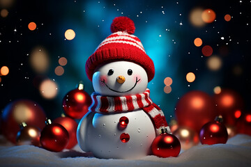 christmas ornaments background with snowman 