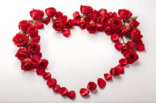 Stock photo red heart Made of Red Roses Isolated white background. Ai Generated