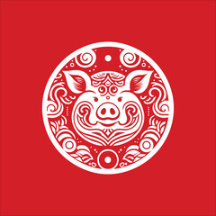 Vector Zodiac Sign for Year of Pig