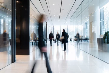 Foto op Plexiglas Blurry Photo of People Walking in a Lobby © Nedrofly