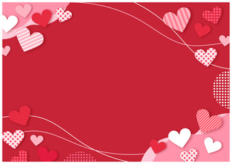 バレンタインデーに使えるかわいいハートのバレンタインフレーム背景素材5赤