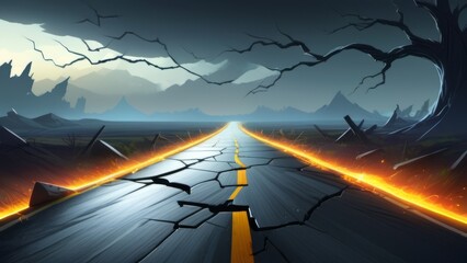 cracked road ai generated