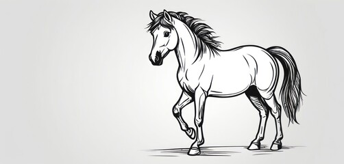  a black and white drawing of a horse on a white background with a black and white line drawing of a horse on a white background with a black and white line drawing of a.
