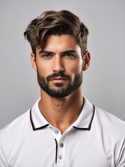Obraz premium Portrait of handsome men, tshirt model posing in white background