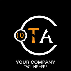 TA Letter Logo Design. TA Company Name. TA Letter Logo Circular Concept. Black Background.