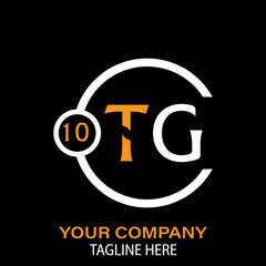 TG Letter Logo Design. TG Company Name. TG Letter Logo Circular Concept. Black Background.