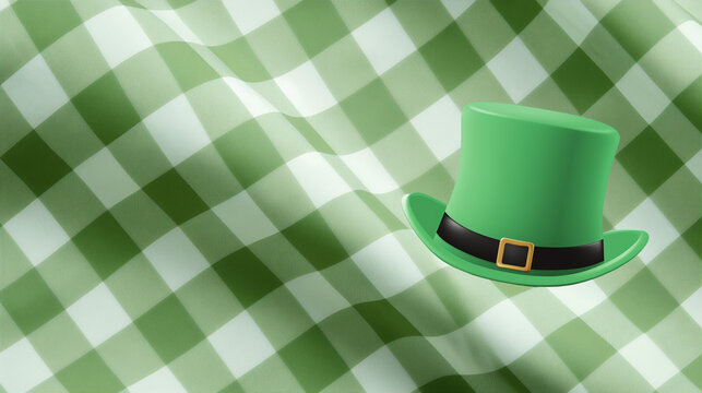 Un chapeau sur fond de tissu vert pour la Saint Patrick