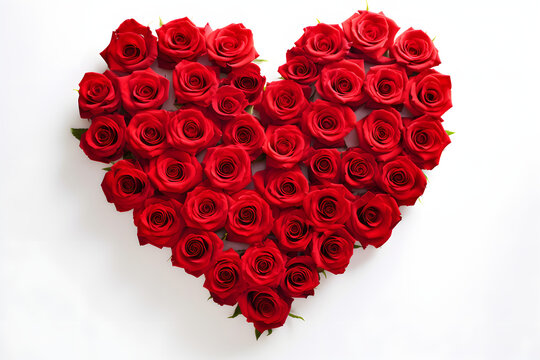 Stock photo red heart Made of Red Roses Isolated white background Ai Generated
