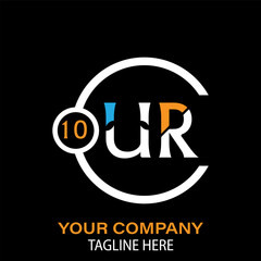 Obraz premium UR Letter Logo Design. UR Company Name. UR Letter Logo Circular Concept. Black Background.