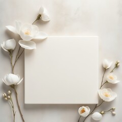 Obraz na płótnie Canvas Tabula Rasa - Pure White Space with Delicate Florals