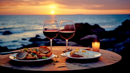 Dinner on the Beach at Sunset

