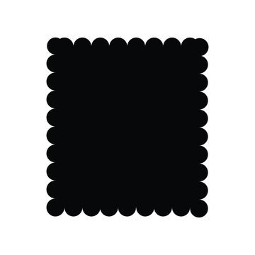 Scalloped square shape. Clipart image isolated on white background. Square scalloped frame edge rectangle vector image. Vector illustration. eps file 1.