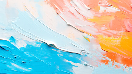 Colorful Oil Painting, Canvas, Paints. Horizontal Textured Rough Garage. Smeared Paint on Canvas