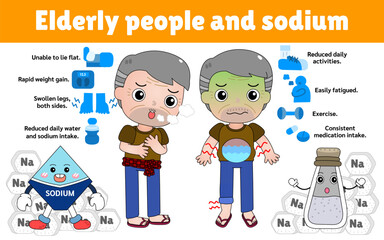 Elderly people and sodium, vector illustration