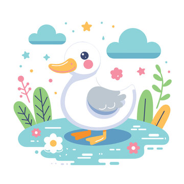 Duck flat vector illustration artwork