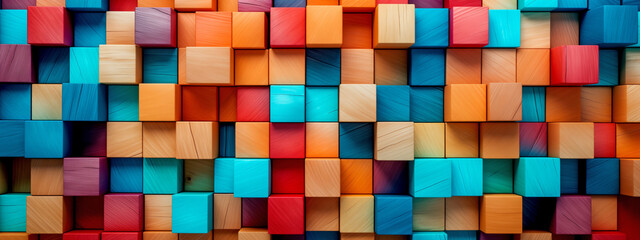 Abstract Colorful Background Made of Colored Wooden Cubes	