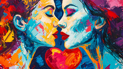a colorful painting of Love, during valentines day - obrazy, fototapety, plakaty