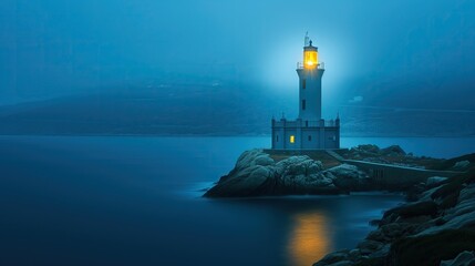 Lighthouse at dawn - AI