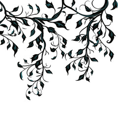 tree, nature, vector, illustration, silhouette, branch, leaf, design, plant, floral, black, flower, art, drawing, decoration, pattern, spring, bird, element, season, frame, forest, leaves, old, trunk,
