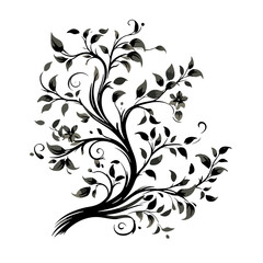 tree, nature, vector, illustration, silhouette, branch, leaf, design, plant, floral, black, flower, art, drawing, decoration, pattern, spring, bird, element, season, frame, forest, leaves, old, trunk,