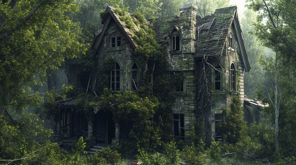An old and ruined house in the middle of the forest