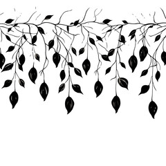 tree, nature, vector, illustration, silhouette, branch, leaf, design, plant, floral, black, flower, art, drawing, decoration, pattern, spring, bird, element, season, frame, forest, leaves, old, trunk,