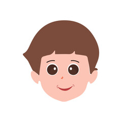 Fototapeta premium Cute little boy facial expressions. Vector of kid faces illustration with different emotions such as happy, smiling, laughing, winking, angry, confused, worried.