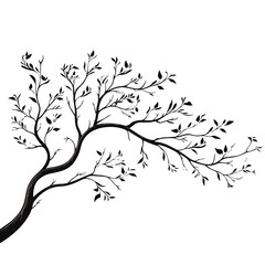 tree, nature, vector, illustration, silhouette, branch, leaf, design, plant, floral, black, flower, art, drawing, decoration, pattern, spring, bird, element, season, frame, forest, leaves, old, trunk,