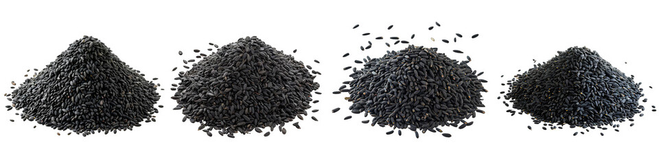 Black Cumin  Herbs Pile Of Heap Of Piled Up Together Hyperrealistic Highly Detailed Isolated On Transparent Background Png File