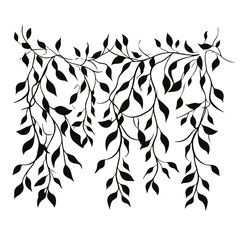 tree, nature, vector, illustration, silhouette, branch, leaf, design, plant, floral, black, flower, art, drawing, decoration, pattern, spring, bird, element, season, frame, forest, leaves, old, trunk,
