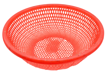 old green plastic basket on transparent background. element for design