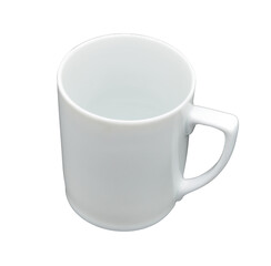 white ceramic cup, topview on transparent background. element for design