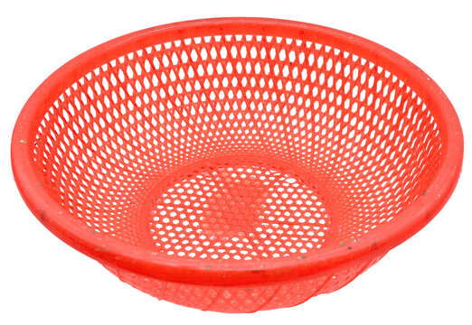 old green plastic basket on transparent background. element for design