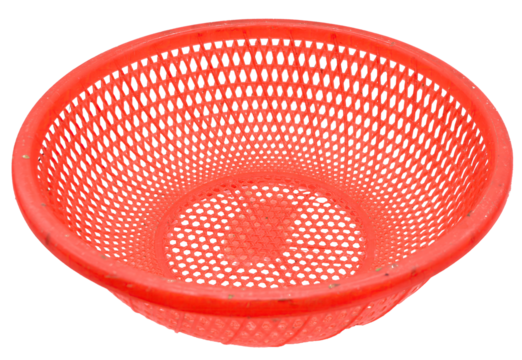 old green plastic basket on transparent background. element for design