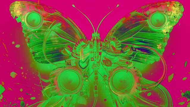strange robotic butterflies with speakers and wires made with generative AI