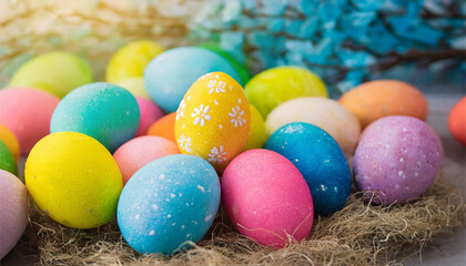 easter eggs in a basket