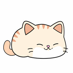Lazy Kitten sleeping on kawaii style design. Isolated on white background