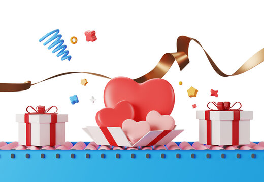 3D render, Minimal love icon element for festive decoration isolated on transparent png background, Valentine's day with heart shape, for wedding celebration and party mock up.