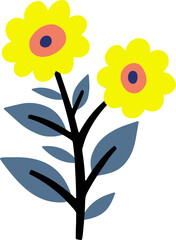 Flower in folk art flat vector illustration.