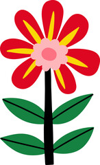 Flower in folk art flat vector illustration.