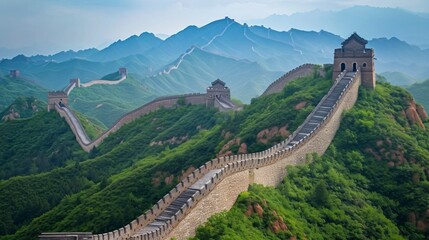great wall of china with a beautiful sky in high definition and quality
