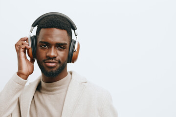 background man music fashion black guy portrait headphones african american dj studio one