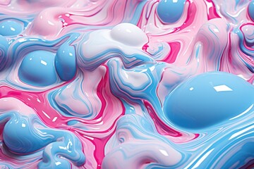 Pink and blue acrylic color liquid ink swirl abstract background Colorful and realistic dynamic texture