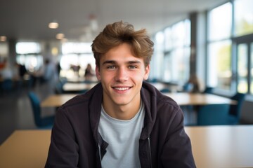 Fototapeta na wymiar Smiling portrait of a young male student