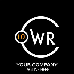 WR Letter Logo Design. WR Company Name. WR Letter Logo Circular Concept. Black Background.
