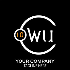 WU Letter Logo Design. WU Company Name. WU Letter Logo Circular Concept. Black Background.